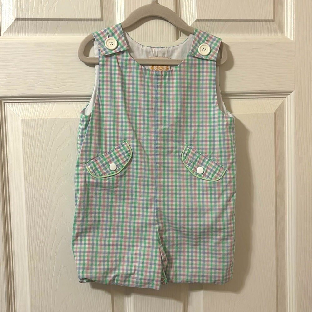 The Beaufort Bonnet Company Pastel Plaid Kids One Piece Jon Jon
